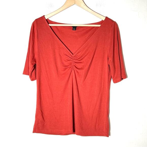 Ann Taylor Tops - Ann Taylor rust red half sleeve casual V-neck top shirt size large L B130